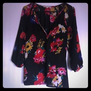 Black and floral blouse